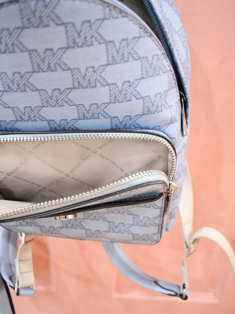 MICHAEL KORS Powder Blue Logo Signature 2-in-1 Extra Small Mini Backpack